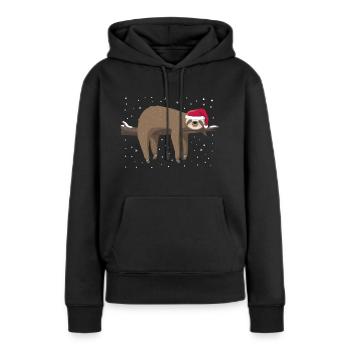 Paresseux Noël - Sweat à capuche Premium bio Femme - noir - Devant - Julia (174cm)