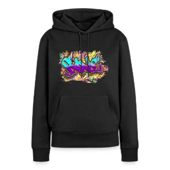 Graffiti - Sweat à capuche Premium bio Femme - noir - Devant - Julia (174cm)