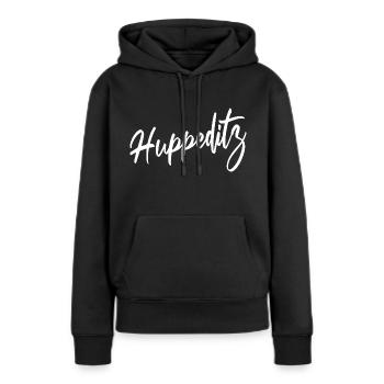 Westerwald Spruch Geschenk - Hui Wäller - Frauen Premium Bio Hoodie - Schwarz - Vorne - Julia (174cm)