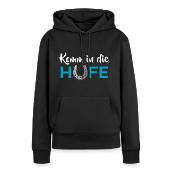 Komm in die Hufe - Frauen Premium Bio Hoodie - Schwarz - Vorne - Julia (174cm)