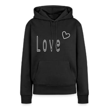 VALENTINSTAG. ICH LIEBE DICH. ICH LIEBE DICH. LIEBE. LIEBE - Frauen Premium Bio Hoodie - Schwarz - Vorne - Julia (174cm)
