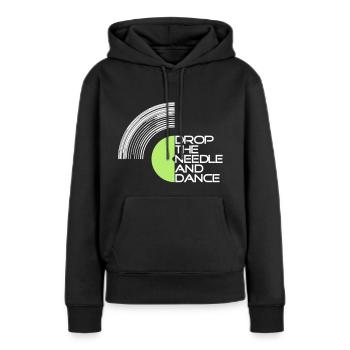 Vinyle - Sweat à capuche Premium bio Femme - noir - Devant - Julia (174cm)