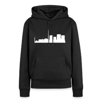 Centrale nucléaire, centrale nucléaire, centrale électrique, tours de refroidissement - Sweat à capuche Premium bio Femme - noir - Devant - Julia (174cm)