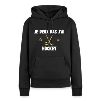 je peux pas j'ai hockey - Sweat à capuche Premium bio Femme - noir - Devant - Julia (174cm)