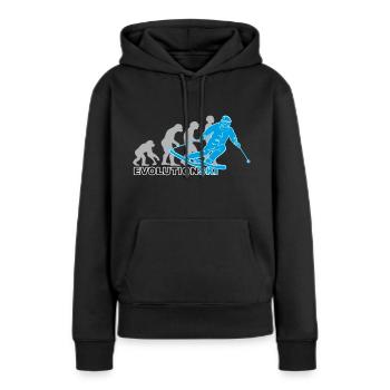 evolution ski, Skilaufen, Skifahren, Skipiste - Frauen Premium Bio Hoodie - Schwarz - Vorne - Julia (174cm)