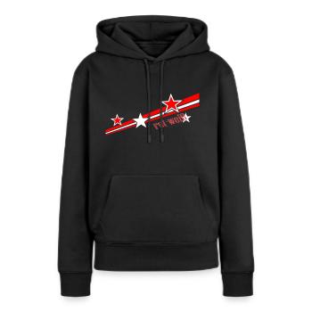 rouge blanc - Sweat à capuche Premium bio Femme - noir - Devant - Julia (174cm)