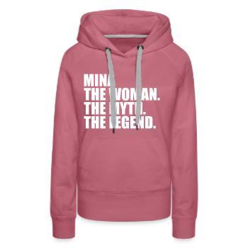 Woman Mythos Legende Name Mina - Frauen Premium Bio Hoodie - Malve - Vorne - Isabella (175cm)