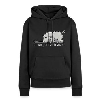 Elefant - zu faul, sich zu bewegen - Frauen Premium Bio Hoodie - Schwarz - Vorne - Julia (174cm)