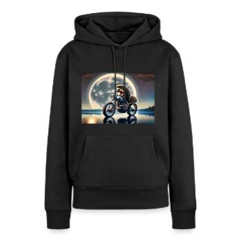 Hedgehog Moonlight cruiser - Frauen Premium Bio Hoodie - Schwarz - Vorne - Julia (174cm)
