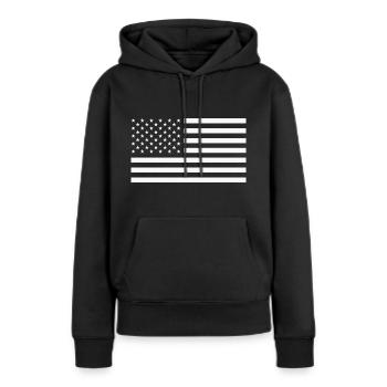 USA Amerika Flagge - Frauen Premium Bio Hoodie - Schwarz - Vorne - Julia (174cm)