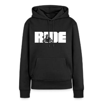 Ride Motorradfahrerin Chopper - Frauen Premium Bio Hoodie - Schwarz - Vorne - Julia (174cm)