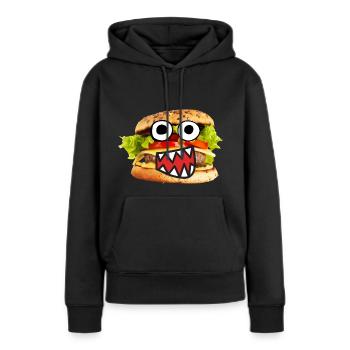 Hamburger - Sweat à capuche Premium bio Femme - noir - Devant - Julia (174cm)