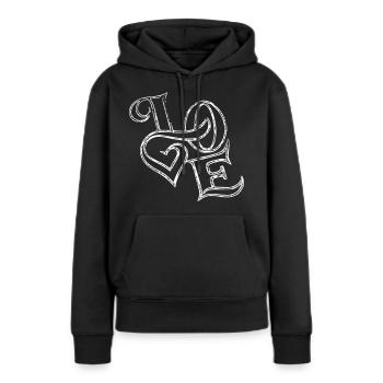 love - Sweat à capuche Premium bio Femme - noir - Devant - Julia (174cm)