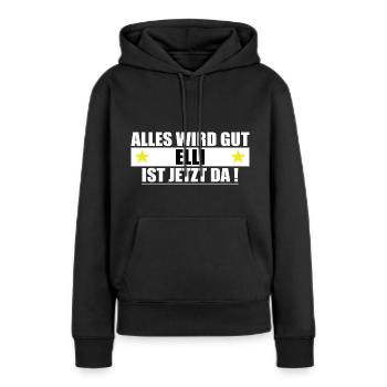 Elli nom Prénom Anniversaire - Sweat à capuche Premium bio Femme - noir - Devant - Julia (174cm)