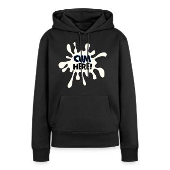 Cum here - Women’s Premium Organic Hoodie - black - Front - Julia (174cm)