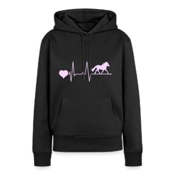Shetland Poney Battement de Coeur Rose - Sweat à capuche Premium bio Femme - noir - Devant - Julia (174cm)
