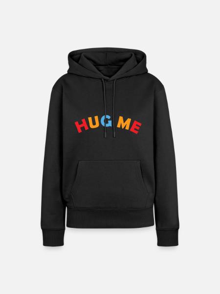 hug me - Frauen Premium Bio Hoodie - Schwarz