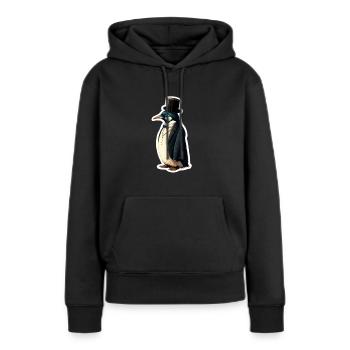 Gentleman Penguin - Sweat à capuche Premium bio Femme - noir - Devant - Julia (174cm)