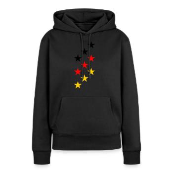 EM Deutschland Sterne - Frauen Premium Bio Hoodie - Schwarz - Vorne - Julia (174cm)