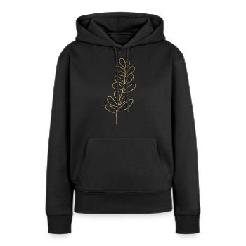 Gold Foliage Flora Line Art - Sweat à capuche Premium bio Femme - noir - Devant - Julia (174cm)