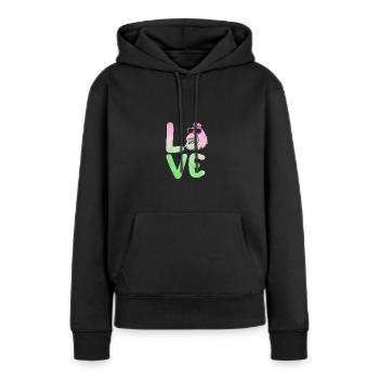 Poules Poule - Sweat à capuche Premium bio Femme - noir - Devant - Julia (174cm)