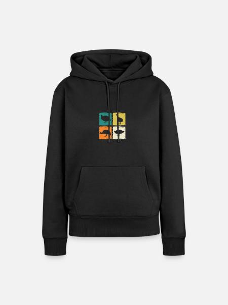 Hühner Hahn Perlhuhn - Frauen Premium Bio Hoodie - Schwarz