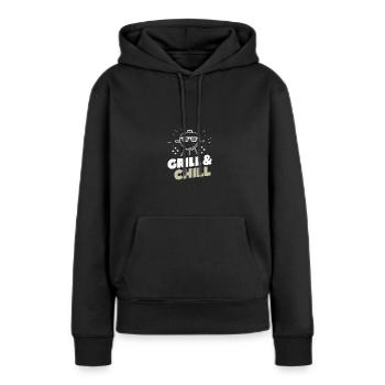 Grill & Chill Camping Zelten Wandern Lustig - Frauen Premium Bio Hoodie - Schwarz - Vorne - Julia (174cm)
