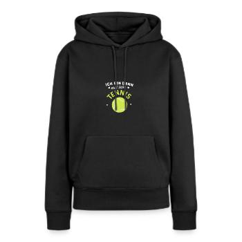 Ich bin dann mal beim Tennisball-Shirt - Frauen Premium Bio Hoodie - Schwarz - Vorne - Julia (174cm)
