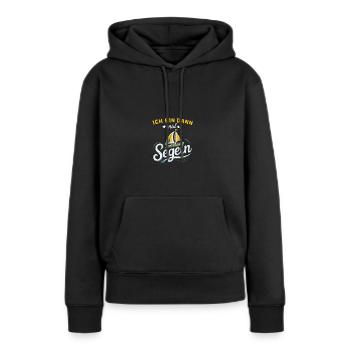 Ich bin dann mal segeln Shirt - Frauen Premium Bio Hoodie - Schwarz - Vorne - Julia (174cm)