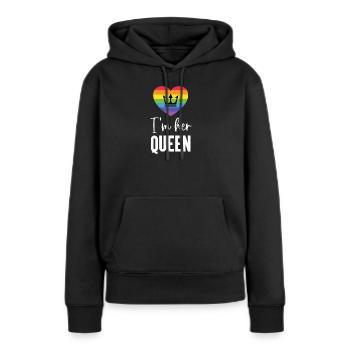 Mois de la fierté LGBT - Je suis sa reine - Sweat à capuche Premium bio Femme - noir - Devant - Julia (174cm)