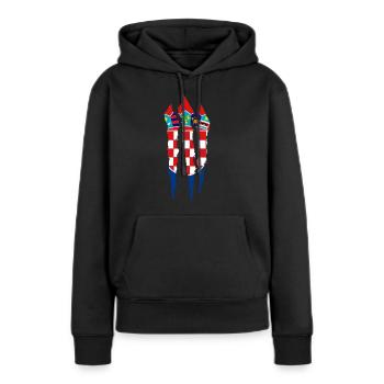 Kroatien Flagge Adria Zagreb Kroatische Fahne - Frauen Premium Bio Hoodie - Schwarz - Vorne - Julia (174cm)