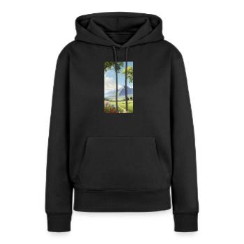 Paysage - Sweat à capuche Premium bio Femme - noir - Devant - Julia (174cm)