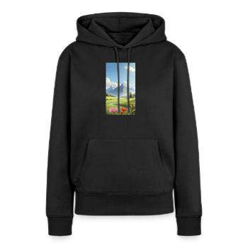 Paysage - Sweat à capuche Premium bio Femme - noir - Devant - Julia (174cm)