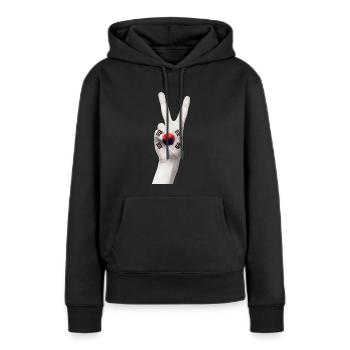 CORÉE. CORÉE DU NORD CORÉE DU SUD DE LA PAIX SIGNE DE PAIX - Sweat à capuche Premium bio Femme - noir - Devant - Julia (174cm)