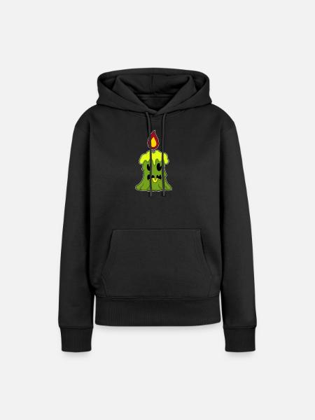 Kerze Halloween - Frauen Premium Bio Hoodie - Schwarz