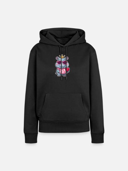 Nilpferd - Frauen Premium Bio Hoodie - Schwarz