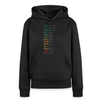 POSITIV DENKEN - Frauen Premium Bio Hoodie - Schwarz - Vorne - Julia (174cm)