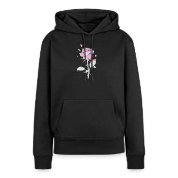 Pastel Rose Fragments - Sweat à capuche Premium bio Femme - noir - Devant - Julia (174cm)