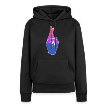 FINGERS CROSSED PRIDE LGBTQ+ - Frauen Premium Bio Hoodie - Schwarz - Vorne - Julia (174cm)