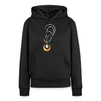 Ohr mit Ohrring - Frauen Premium Bio Hoodie - Schwarz - Vorne - Julia (174cm)