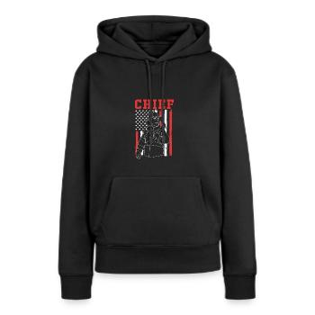 Fête d’anniversaire des enfants pompiers - Sweat à capuche Premium bio Femme - noir - Devant - Julia (174cm)