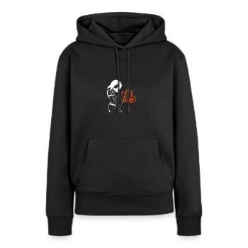 Il est temps qu’il soit temps grossesse enceinte - Sweat à capuche Premium bio Femme - noir - Devant - Julia (174cm)