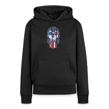 Popcorn Kino Pinguin - Frauen Premium Bio Hoodie - Schwarz - Vorne - Julia (174cm)