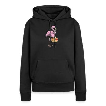 Flamingo Picknick Korb - Frauen Premium Bio Hoodie - Schwarz - Vorne - Julia (174cm)