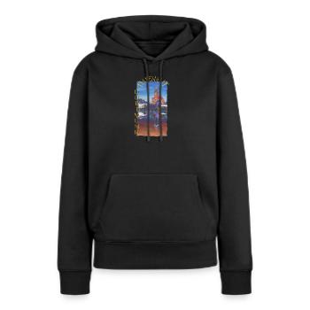 Historisches Dortmunder Hafenamt - Frauen Premium Bio Hoodie - Schwarz - Vorne - Julia (174cm)