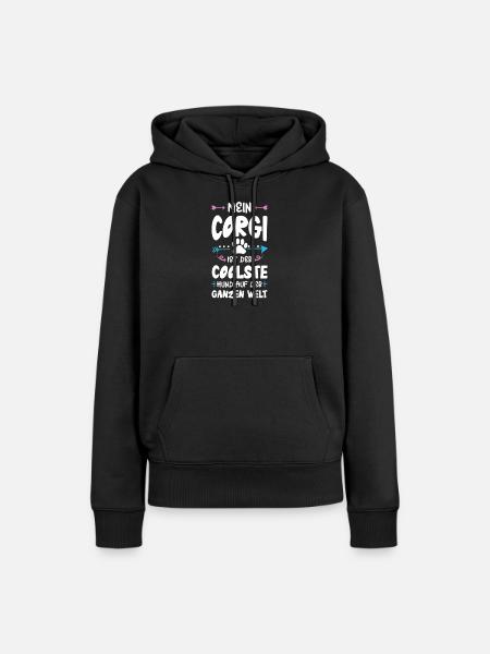 corgi hund spruch - Frauen Premium Bio Hoodie - Schwarz