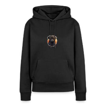 Tête de carlin fidèle - Sweat à capuche Premium bio Femme - noir - Devant - Julia (174cm)