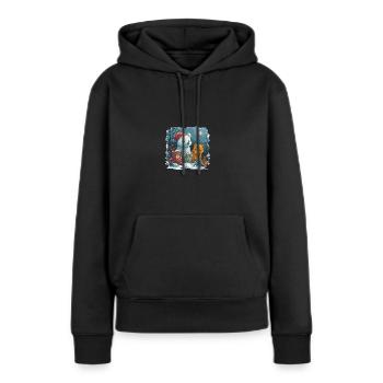Bonhomme de neige avec ours en peluche - Sweat à capuche Premium bio Femme - noir - Devant - Julia (174cm)