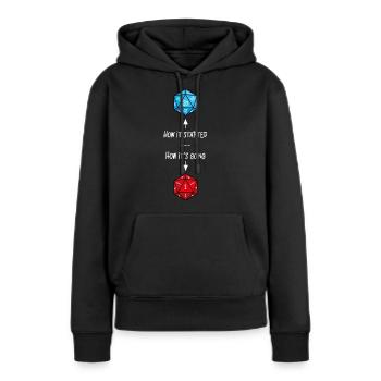 Pech D20 - Frauen Premium Bio Hoodie - Schwarz - Vorne - Julia (174cm)