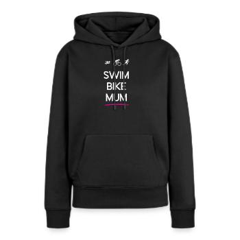 Triathlon – Swim Bike Mum - Sweat à capuche Premium bio Femme - noir - Devant - Julia (174cm)
